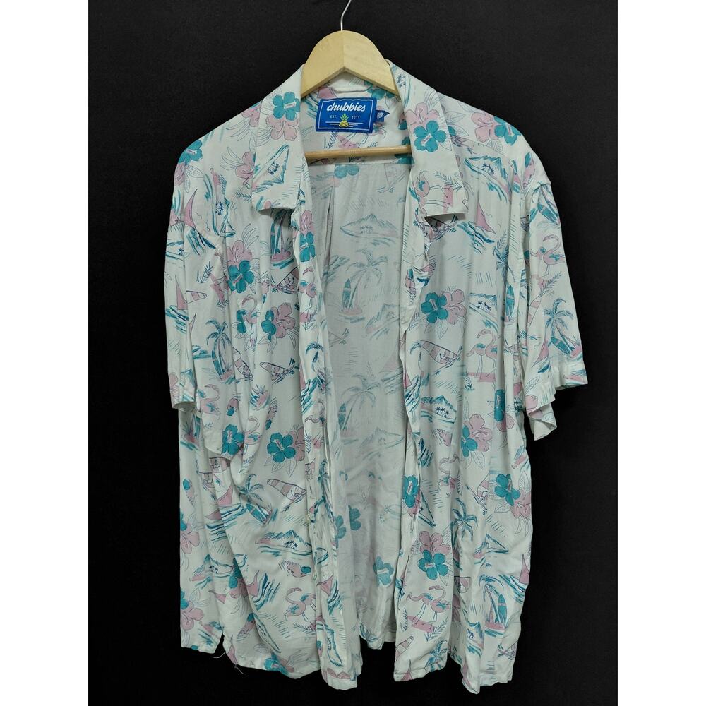 chubbies Tropical Print Rayon Shirt Short Sleeve Collared Size XL